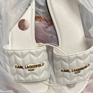 Karl Lagerfeld Cream Quilted Women's Sandals